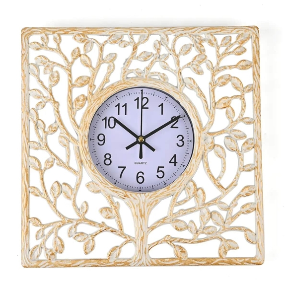 None Other - Vintage Beige Tree Wall Clock - NWOB
